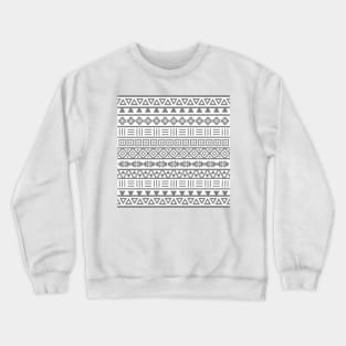 Aztec Influence Pattern Gray on White Crewneck Sweatshirt